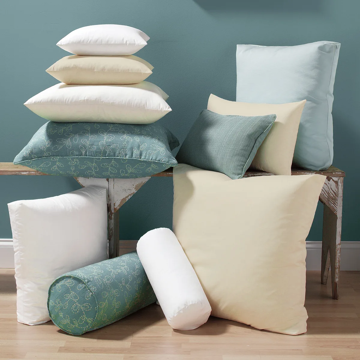 Deco_pillows decorative pillows stacked and placed next to each other